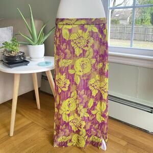 VTG Jean‎ Paul Gaultier Soleil Floral Printed Mesh Maxi Skirt Made in Italy